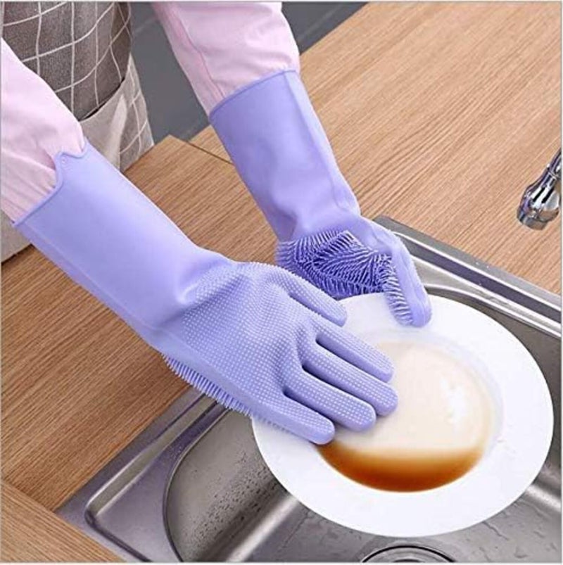 UrbanBite Silicone Dish Washing Gloves for Kitchen & Bathroom Cleaning, Utensil Scrubbing, Pet Hair Removal & Car Wash | Reusable | Unisex | Assorted colors - Image 5