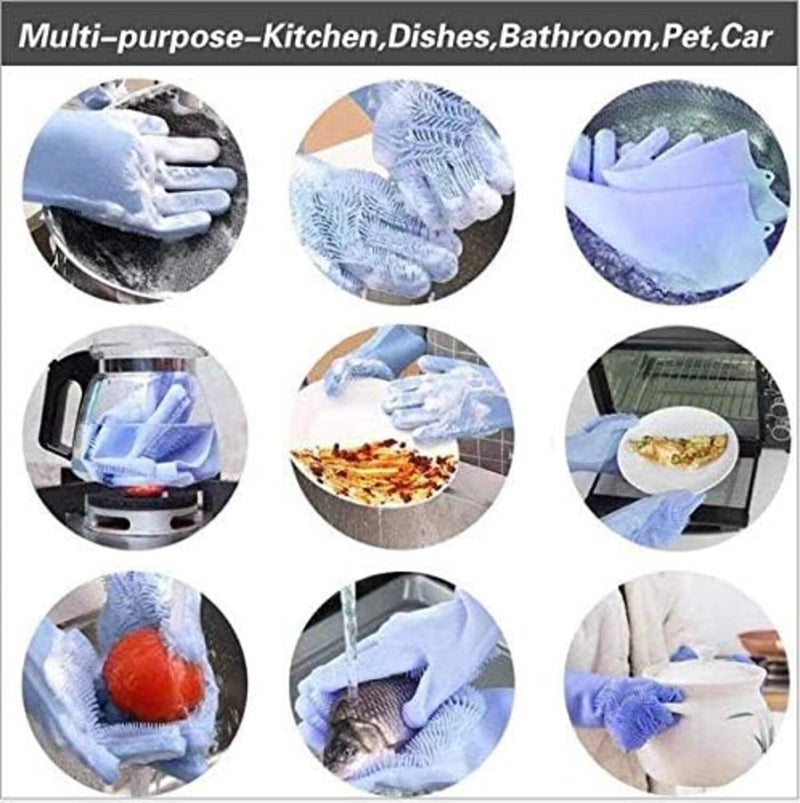 UrbanBite Silicone Dish Washing Gloves for Kitchen & Bathroom Cleaning, Utensil Scrubbing, Pet Hair Removal & Car Wash | Reusable | Unisex | Assorted colors - Image 4