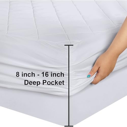 Utopia Bedding Quilted Fitted Mattress Pad, Full XL Size, Elastic Fitted Mattress Topper Protector and Cover Stretches up to 16 Inches Deep, Machine Washable (White) - Image 4