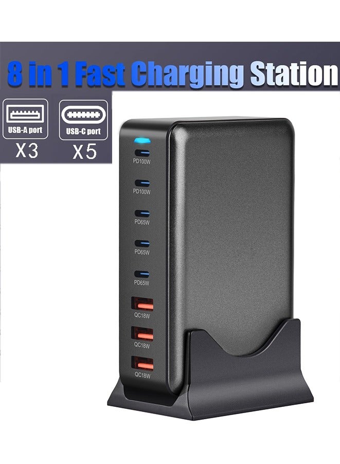 general 440W GaN Desktop Charger Charging Station - 5 Type-C Ports (2xPD100W, 3xPD65W) and 3 USB Ports (QC18W) - GaN Technology - Certified for Macbook, iPhone, Galaxy, iPad, Honor and More - 1.5m Power Cord - Image 5