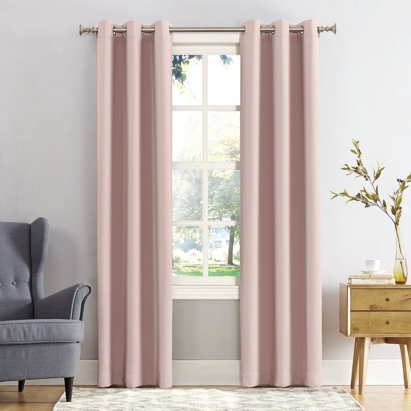 Sun Zero Easton Energy Saving Blackout Grommet Curtain Panel  40"" x 95""  Blush Pink - Image 3