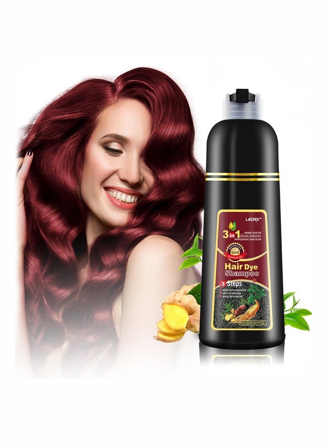 leorx Hair Dye shampoo, 3 In 1 Deep Wine Red Color Shampoo Hair Dye For Refresh Hair Instant Herbal Coloring Shampoo For Women&Men - Tintes Para El Cabello Profesional - Image 1