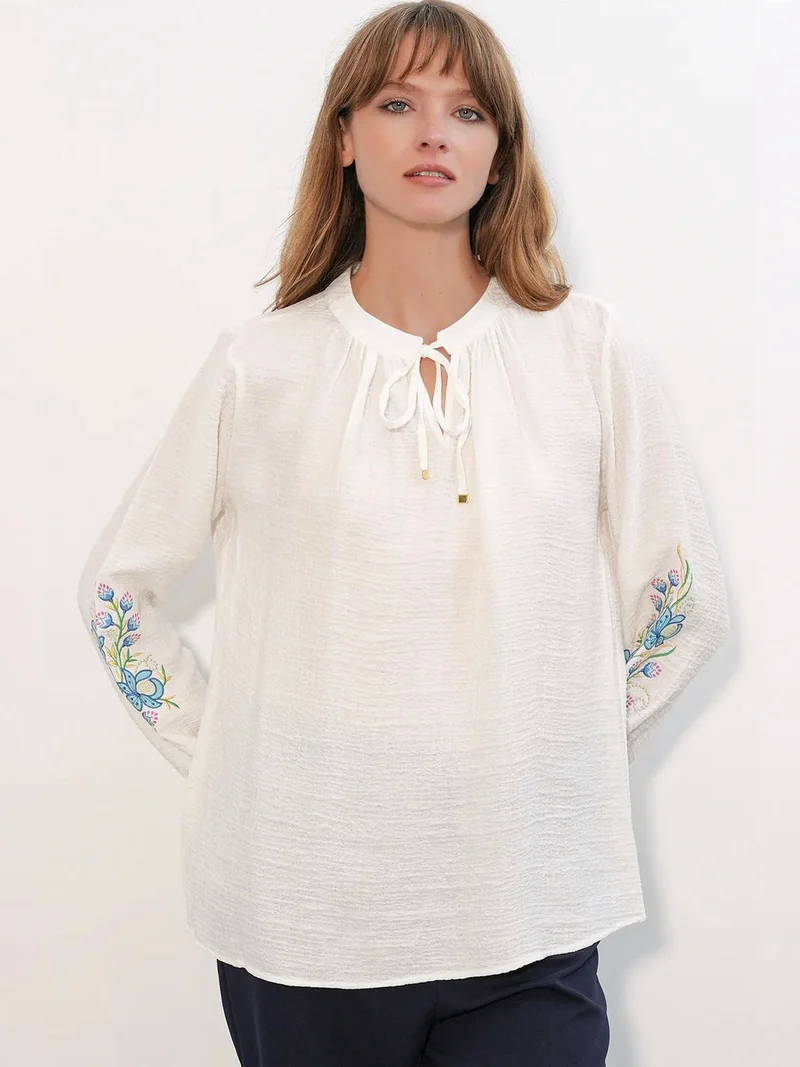 BIG DART BDART Embroidered Oversized Crepe Blouse