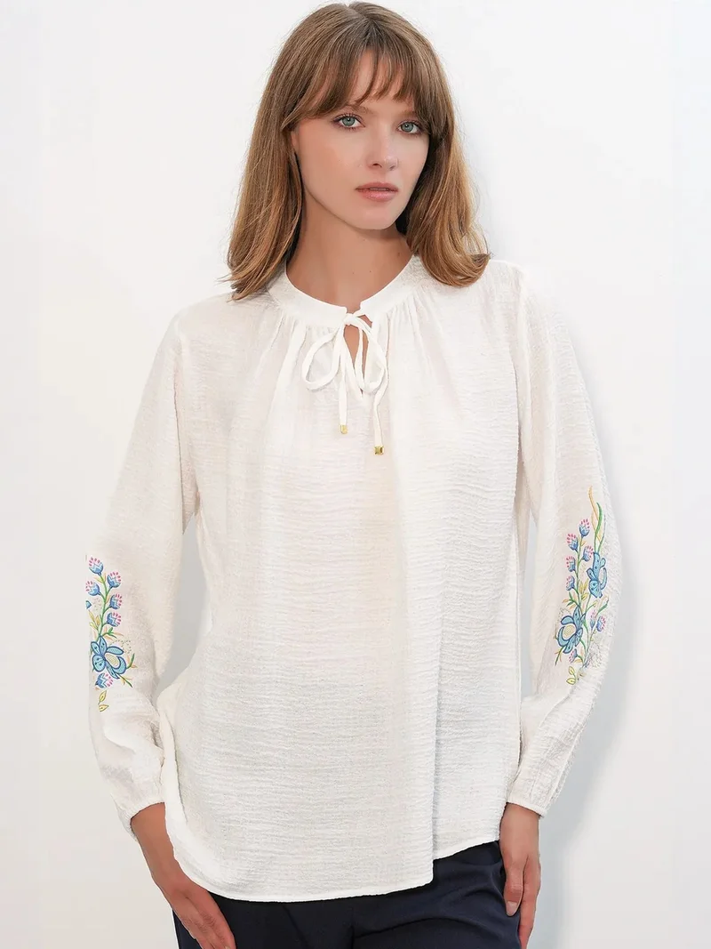 BIG DART BDART Embroidered Oversized Crepe Blouse