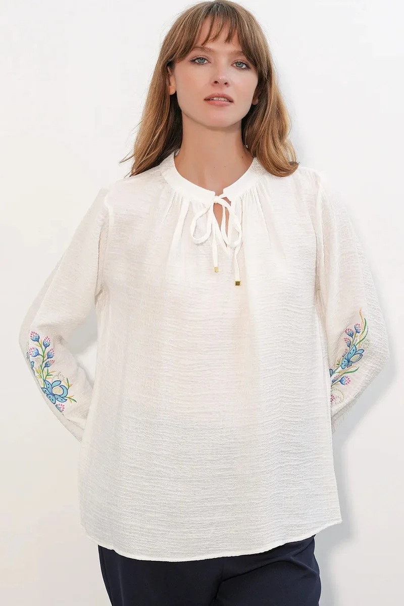 Big Dart BDART Embroidered Oversized Crepe Blouse
