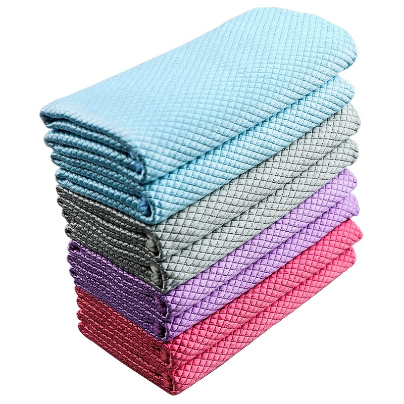Fish Scale Streak Free Glass Microfiber Window Cleaning Cloth - 8 Pack Multi-Functional Reusable Lint Free Cloths  Absorbent Nanoscale Cleaning Cloth  Suitable For Home  Kitchen And Auto.