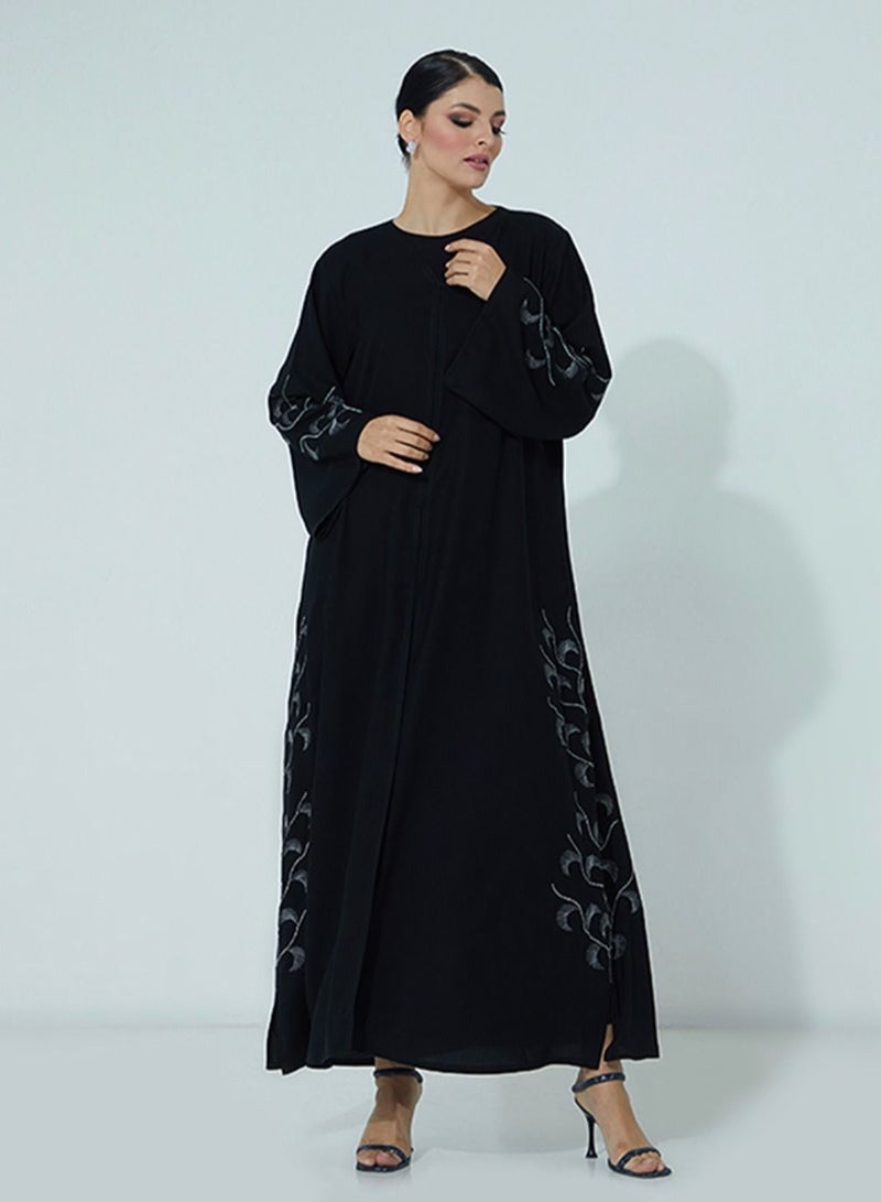 Rosette Abaya Abaya Silver Flora Embroidery  - Image 4