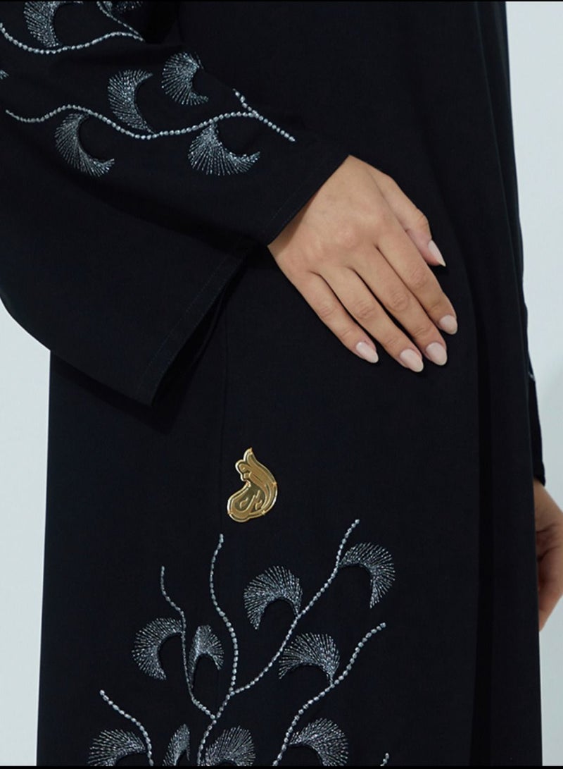 Rosette Abaya Abaya Silver Flora Embroidery  - Image 2