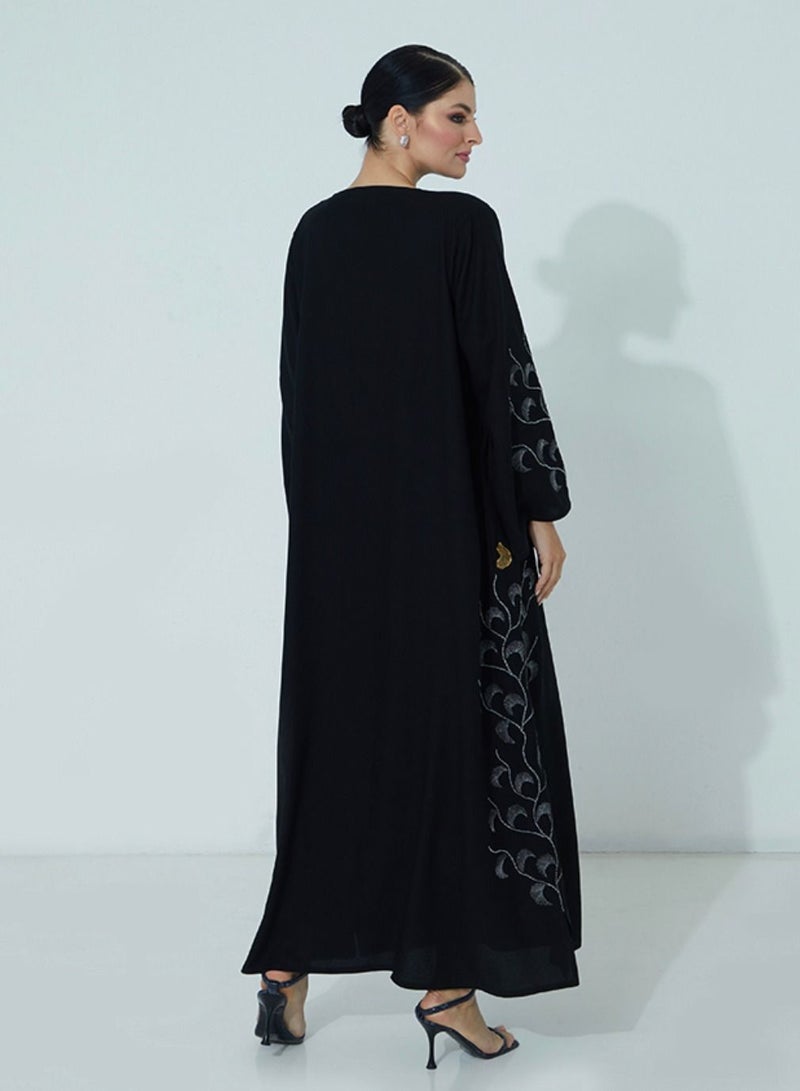 Rosette Abaya Abaya Silver Flora Embroidery  - Image 3