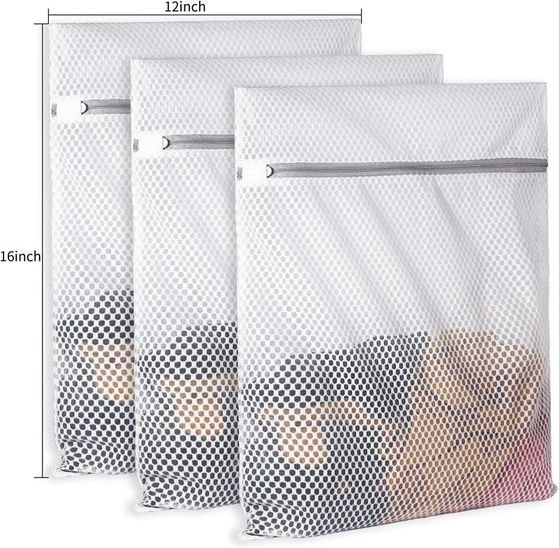 SUERIV 3Pcs Durable Honeycomb Mesh Laundry Bags for Delicates 125gsm Net Fabric Durable and Reusable Delicate Wash Bag,Organization Bag for Lingerie,Sock,12 x 16 Inches(3 Medium) - Image 2