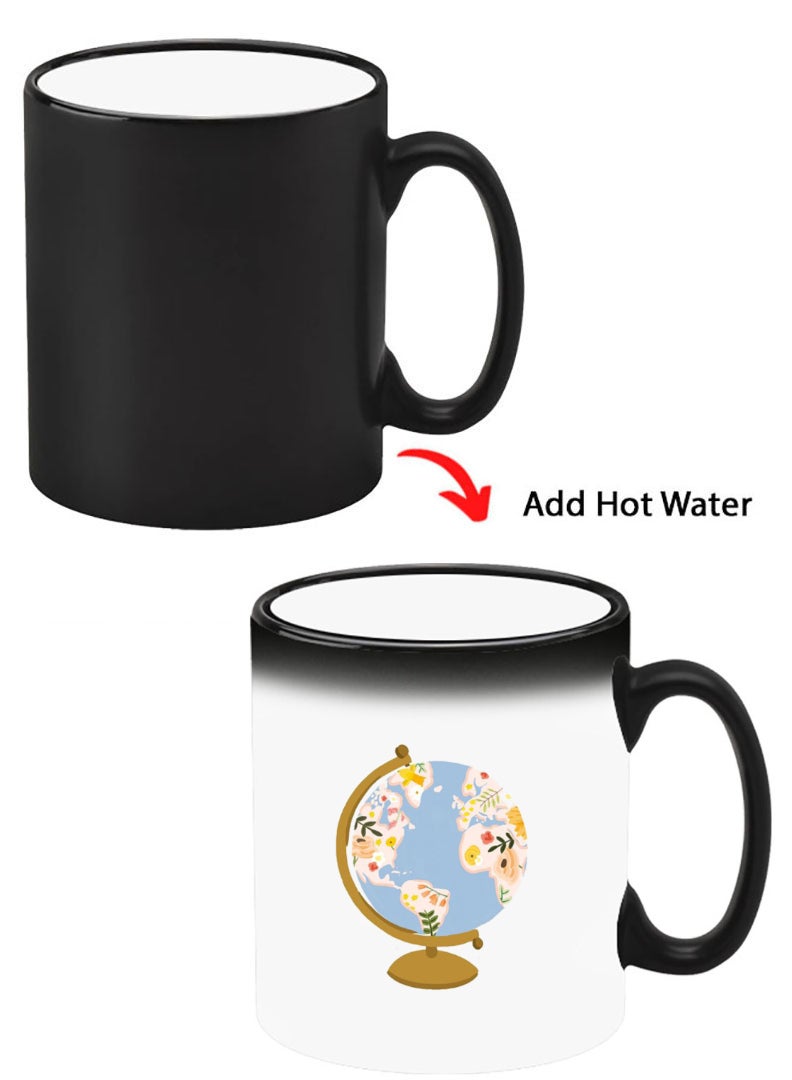 Theodor Color Changing Heat Sensitive Ceramic Mug, Image Revealed When HOT Liquid is Added! Globe - Image 1