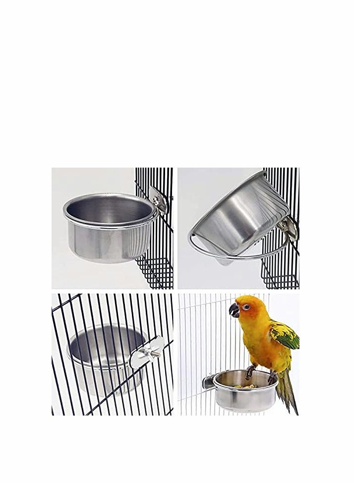 Excefore 2 Pack Bird Cage Food Water Dispenser Parrot Dish Feeder Cup for Cage Stainless Steel Holder Container Macaws Ferret Parakeet Cockatiel Budgerigar - Image 2