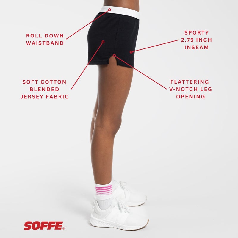 Soffe Girls' Authentic Cheer Shorts, 2.75" Inseam, Black, Large (3-Pack) - Image 4