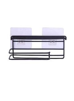 DAOME DAOME 1 Pc Adhesive Toilet Paper Holder with Shelf Tissue Paper Roll Towel Holder Storage Rack Standard Size Black  - Image 2