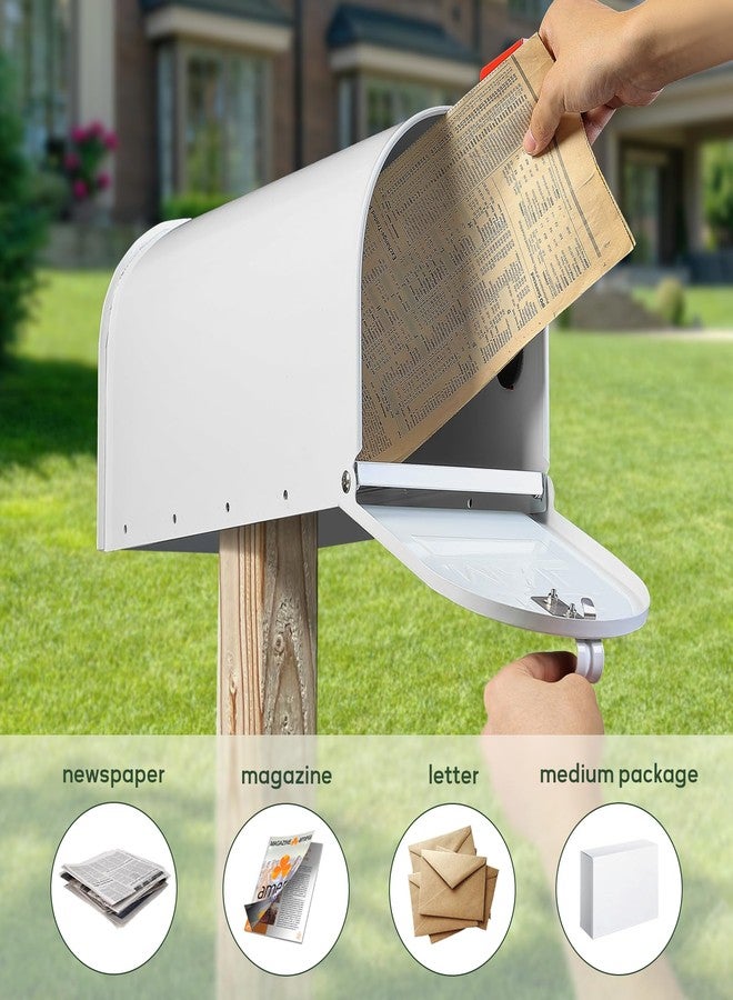 RAINHOL Mail Boxes for House Outside, RAINHOL White Mailboxes for Outside, Galvanized Steel Post-Mount Mailboxes, 20 x 8.7 x 6.7 inches - Image 5