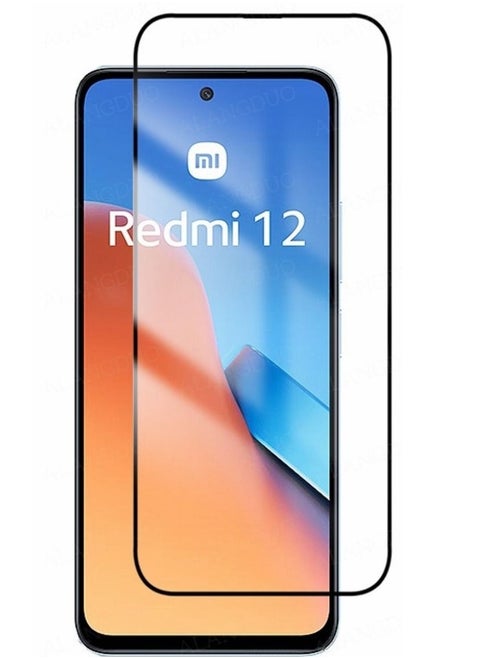 Screen Protector for Xiaomi Redmi 12 Full Coverage Tempered Screen Glass 9H Hardness Anti Fingerprint Anti Shatter Scratch Resistance HD Clear for Redmi 12 4G