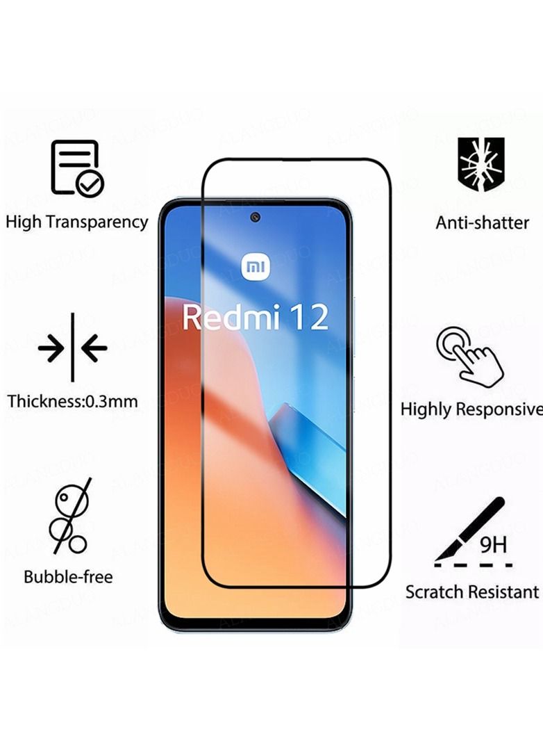 Screen Protector for Xiaomi Redmi 12 Full Coverage Tempered Screen Glass 9H Hardness Anti Fingerprint Anti Shatter Scratch Resistance HD Clear for Redmi 12 4G - Image 5