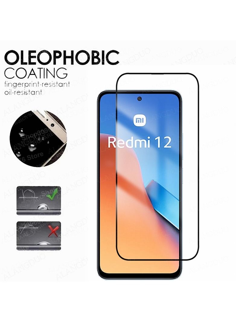 Screen Protector for Xiaomi Redmi 12 Full Coverage Tempered Screen Glass 9H Hardness Anti Fingerprint Anti Shatter Scratch Resistance HD Clear for Redmi 12 4G - Image 3