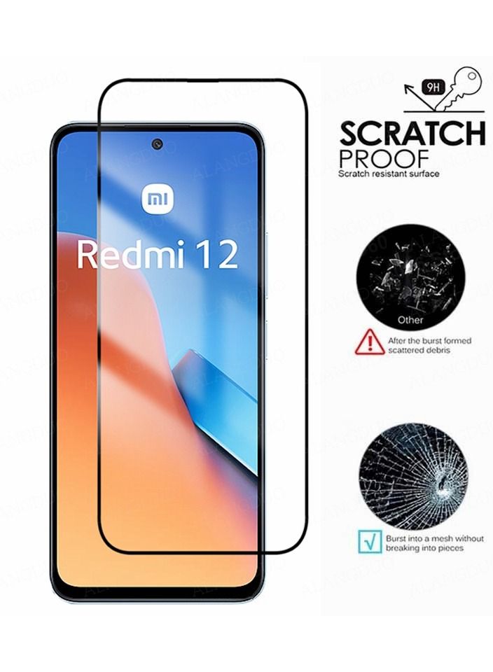 Screen Protector for Xiaomi Redmi 12 Full Coverage Tempered Screen Glass 9H Hardness Anti Fingerprint Anti Shatter Scratch Resistance HD Clear for Redmi 12 4G - Image 4