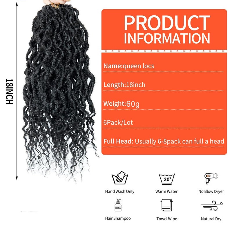 SuyiIRL Faux Locs Crochet Hair For Women Soft Locs 18 Inch Goddess Crochet Hair Curly Ends Dreadlocks Boho Style Synthetic Braiding Hair Extensions - Image 2