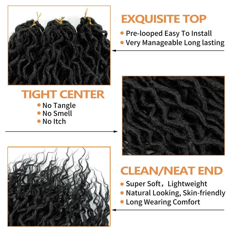 SuyiIRL Faux Locs Crochet Hair For Women Soft Locs 18 Inch Goddess Crochet Hair Curly Ends Dreadlocks Boho Style Synthetic Braiding Hair Extensions - Image 3
