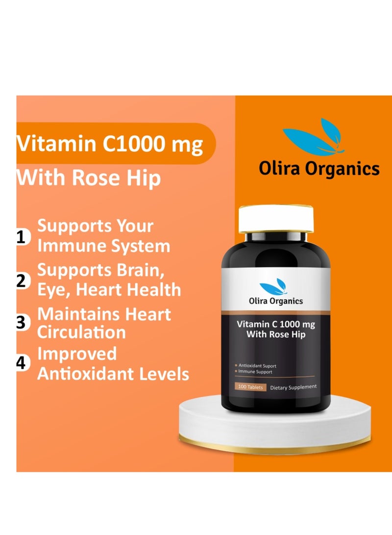 Olira Organics Vitamin C 1000mg With Rosehip 100 Tablets | Antioxidant & Immune Support - Image 4