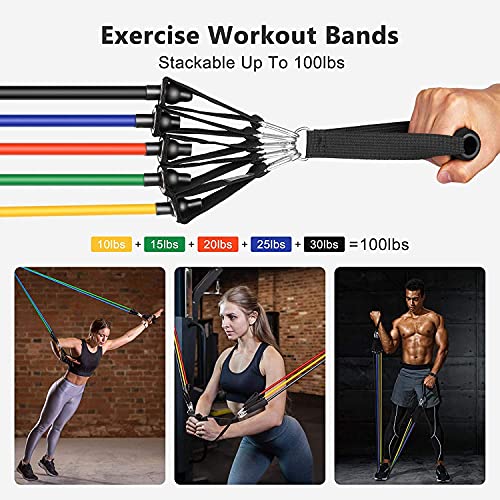 Fashnex Resistance Bands Set for Exercise, Stretching and Workout Toning Tube Kit with Foam Handles, Door Anchor, Ankle Strap and Carry Bag for Men, Women - Image 4