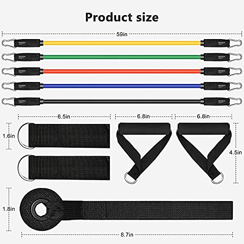 Fashnex Resistance Bands Set for Exercise, Stretching and Workout Toning Tube Kit with Foam Handles, Door Anchor, Ankle Strap and Carry Bag for Men, Women - Image 3