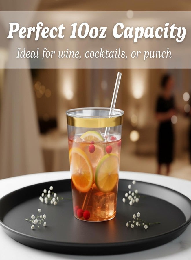 Blue Sky Luxurious Gold Rim Tumblers - 10oz (50 Count) - Elegant Clear Plastic Party Cups with Dazzling Gold Accents - Ideal for Special Occasions and Celebrations - Image 3
