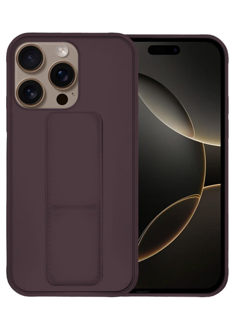 MUNTAQI 2-Pack Premium PU Leather Case & Screen Protector for iPhone 16 Pro Max – Shockproof, Anti-Scratch, Stand Function, Finger Grip Case Cover (Merlot) - Image 3