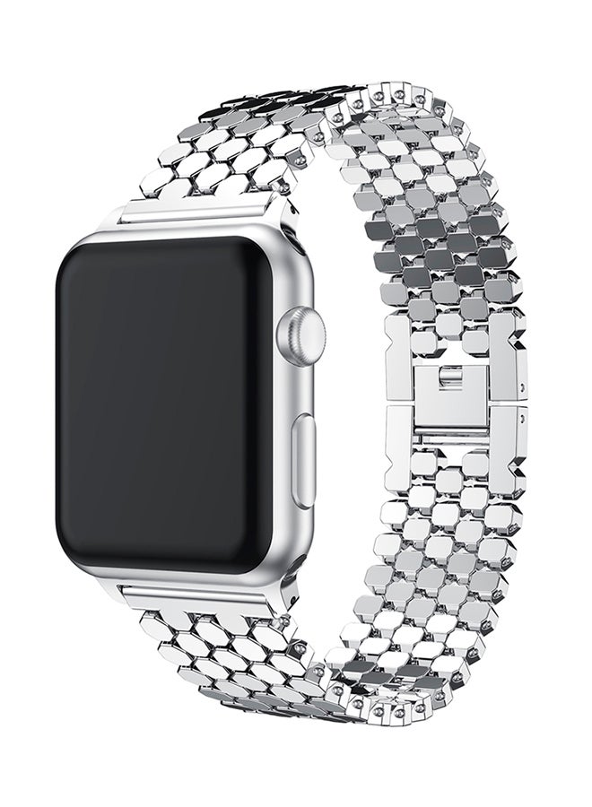 ISank Honeycomb Style Replacement Strap For Apple Watch Series 3/2/1 Silver - Image 4