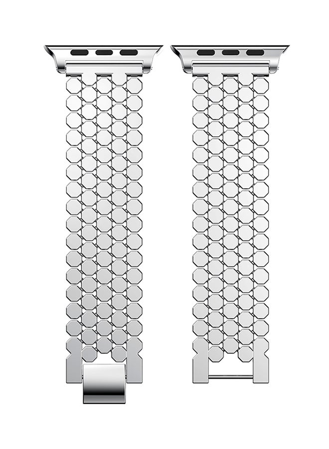 ISank Honeycomb Style Replacement Strap For Apple Watch Series 3/2/1 Silver - Image 2
