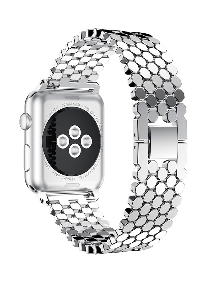 ISank Honeycomb Style Replacement Strap For Apple Watch Series 3/2/1 Silver - Image 3