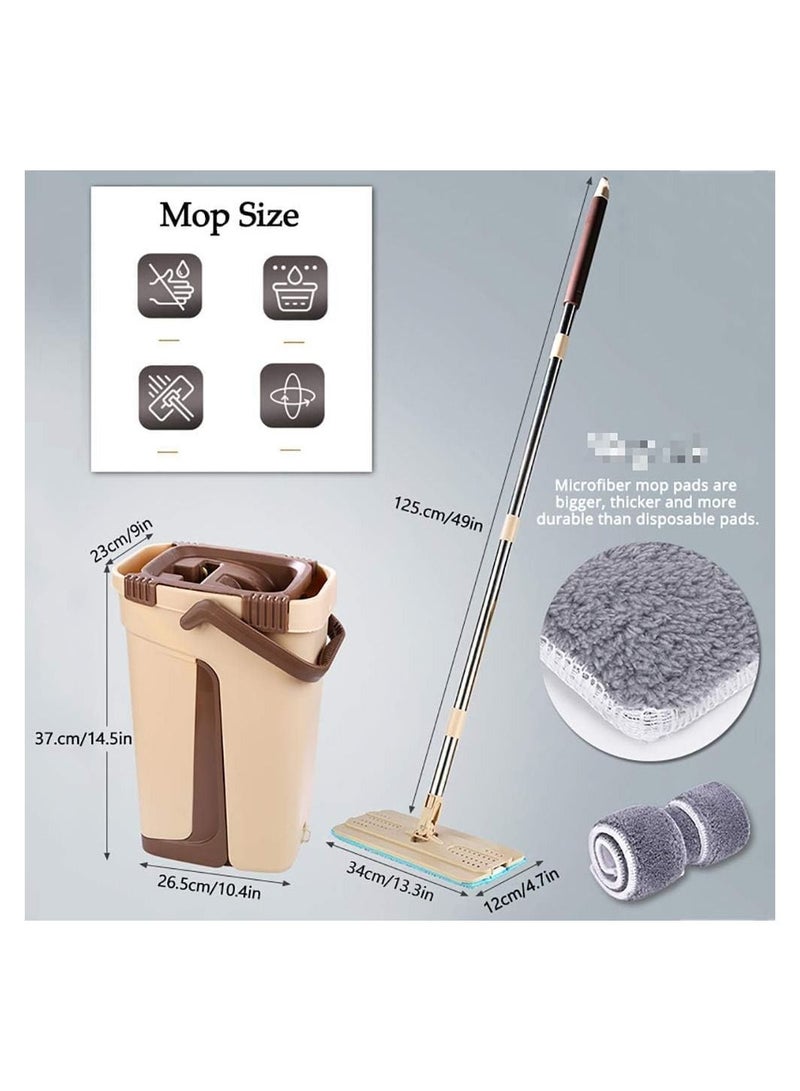 ياميم ممسحة مسطحة للضغط 2 في 1 ممسحة أوتوماتيكية ماجيك دلو للتنظيف الرطب والجاف بدون استخدام ممسحة من الألياف الدقيقة ذاتية التنظيف تجنب غسل اليد ممسحة كسول لتنظيف الأرضيات - Image 3