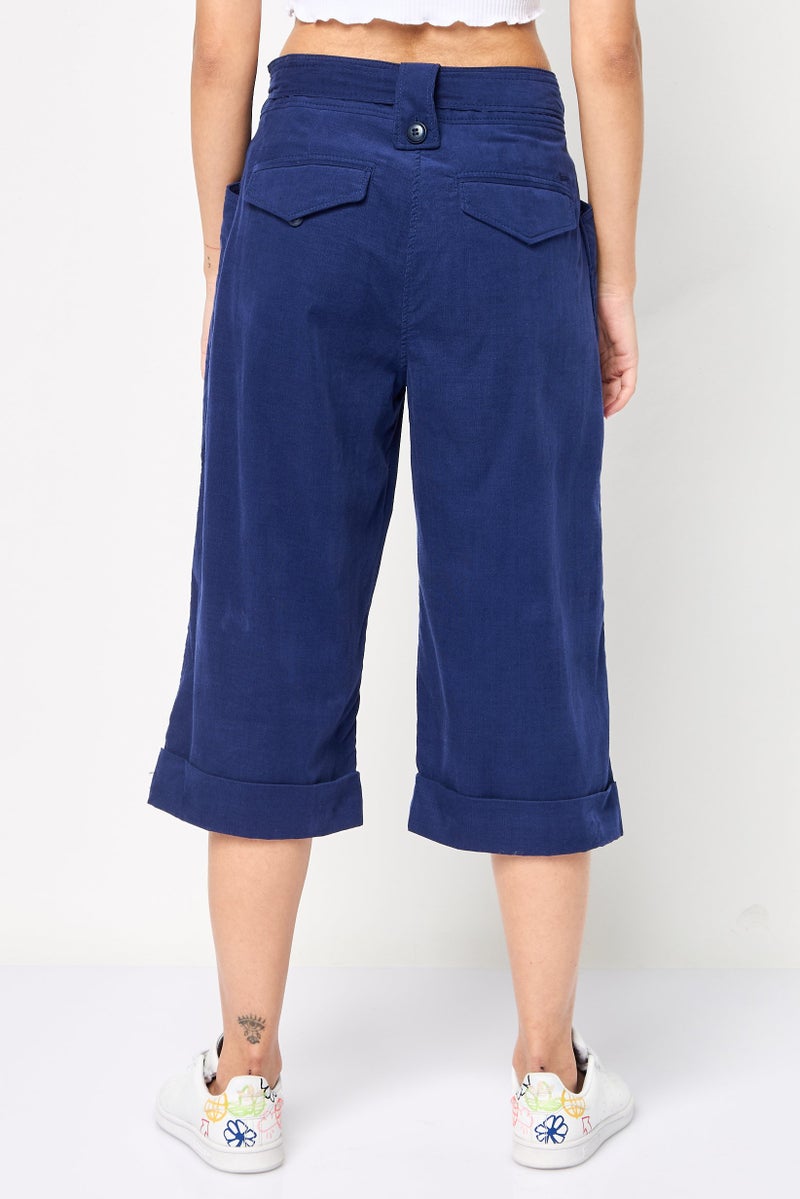 Harmont & Blaine Women Regular Fit Plain Capri Pants, Navy - Image 4