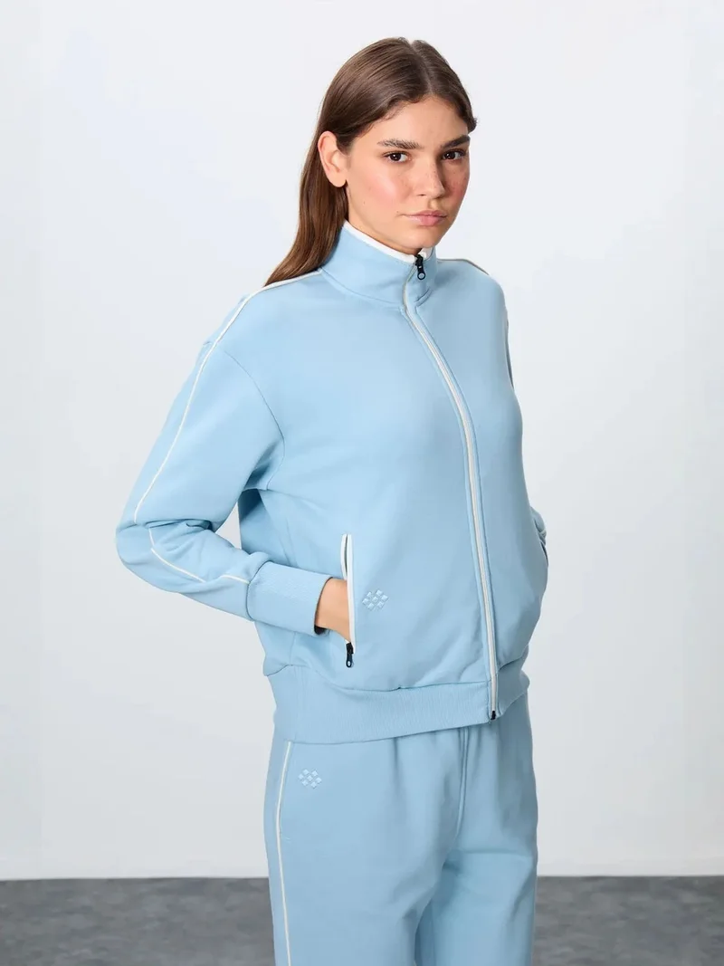 تومي لايف TOMMY Oversized Zip-collar Sweatshirt And Pants Set