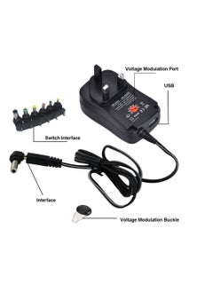 ULHYC 30W Universal Ac/Dc Adapter, 3V 4.5V 5V 6V 7.5V 9V 12V Adapter with 6 Tips for Household Electronics Routers Speakers CCTV Cameras Smart Phone USB Charging Devices(Plug Type: UK)  - Image 5
