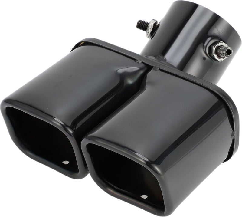 VekAuto Square Curved Slant Cut Dual Exhaust Tip for Toyota Raize - 2.4" Inlet, 5.8" Outlet, 6.7" Length, Stainless Steel, Black - Image 1