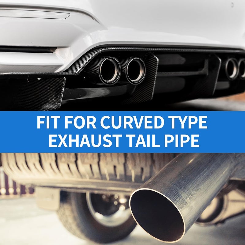 VekAuto Square Curved Slant Cut Dual Exhaust Tip for Toyota Raize - 2.4" Inlet, 5.8" Outlet, 6.7" Length, Stainless Steel, Black - Image 3