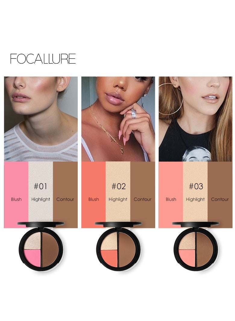 FOCALLURE Blush Highlight & Contour Long Lasting Smooth Finish - Image 2