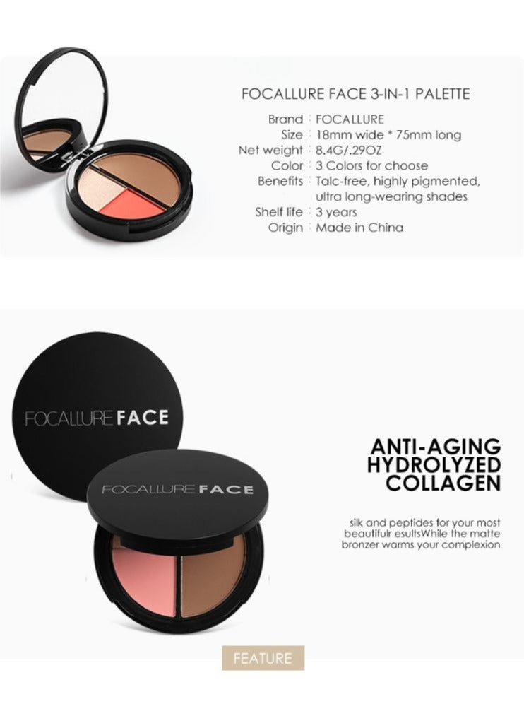 FOCALLURE Blush Highlight & Contour Long Lasting Smooth Finish - Image 5