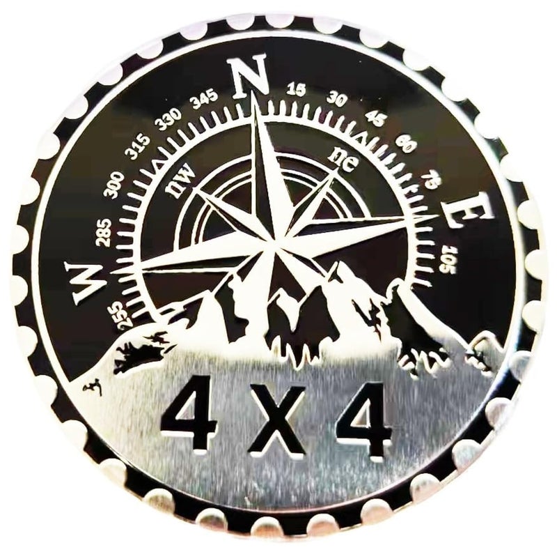 4 x 4 Metal Automotive Badge 3D Metal Car Emblems Emblems Round Emblem Decals Car Badge Decals Stickers Compatible with Vehicles Jeep Wrangler Vehicles Trucks SUV RV Decorations W N ERated