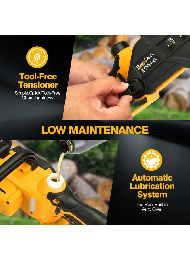 FXAFXA Brushless Electric Chainsaw 12" Cordless Tool Only for Dewalt 20V/60V Battery with Auto Oiler & Security Lock, for Tree Saw Trimming and Branch Wood Cutting (Tool Only) - Image 5
