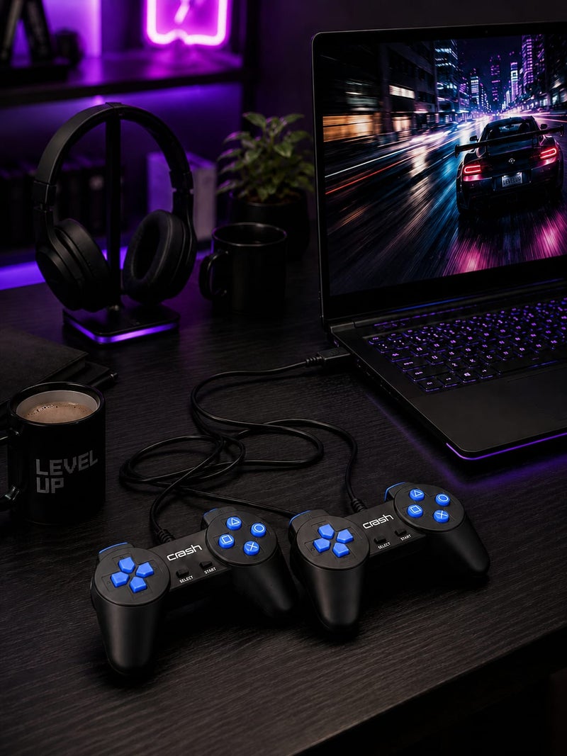 كراش X1 دراعين ألعاب سلك USB للكمبيوتر واللاب توب تصميم مريح مع أزرار سريعة الاستجابة ودعم Plug و Play متوافق مع Windows واللعب الجماعي - Image 5
