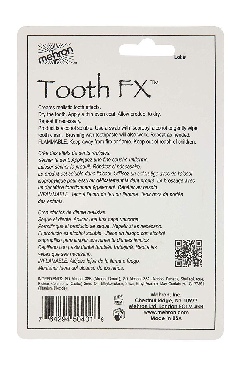 Mehron Makeup Tooth FX with Brush for Special Effects, Halloween, Movies (.25 oz) (White) - Image 2