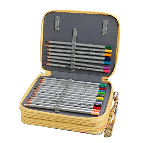 Lbxgap Portable Colored Printing Pattern Morning glory and Daisy Pencil Case 72 Slots Pencil Bag Organizer with Zipper for Watercolor Pens or Markers, Pencil Case Organizer for Artist - Image 3