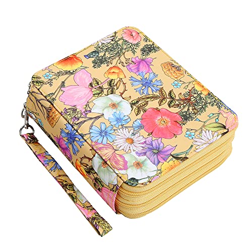 Lbxgap Portable Colored Printing Pattern Morning glory and Daisy Pencil Case 72 Slots Pencil Bag Organizer with Zipper for Watercolor Pens or Markers, Pencil Case Organizer for Artist - Image 1