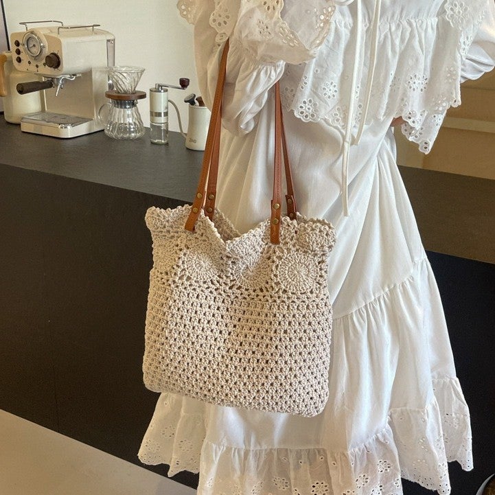 Artistic Mori-Style Versatile New Korean Version Straw Woven Bag Handmade Woven Bag Ins-Style Seaside Vacation Beach Bag - Image 5