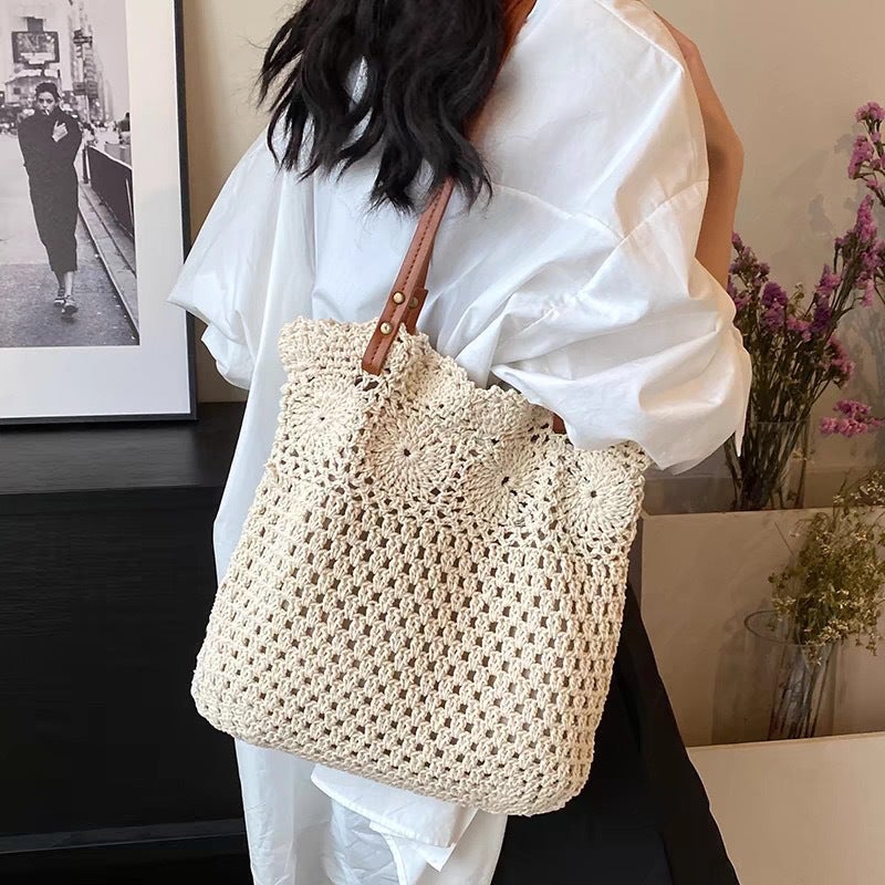 Artistic Mori-Style Versatile New Korean Version Straw Woven Bag Handmade Woven Bag Ins-Style Seaside Vacation Beach Bag - Image 2