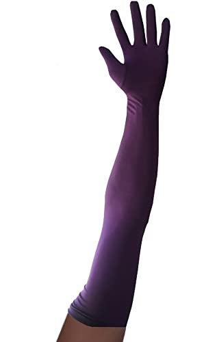 Seeksmile Classic Adult Size 22" Length Spandex Gloves Above Elbow Cosplay Costume Glove (Free Size, Purple) - Image 1